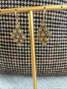 Miguel Ases Silver and Gold Floral Crystal Drop Earrings - Women Jewelry